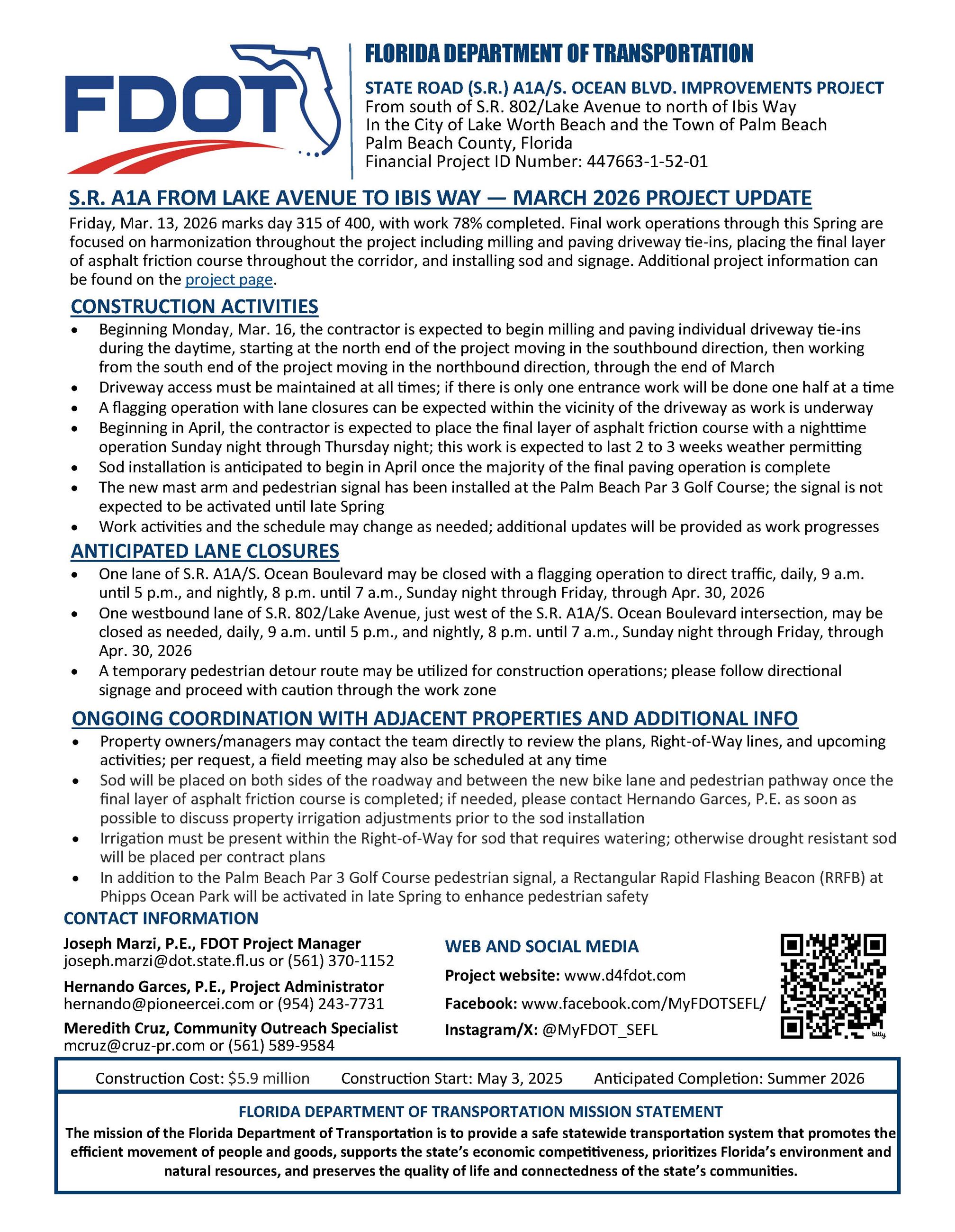 FDOT March 14 update